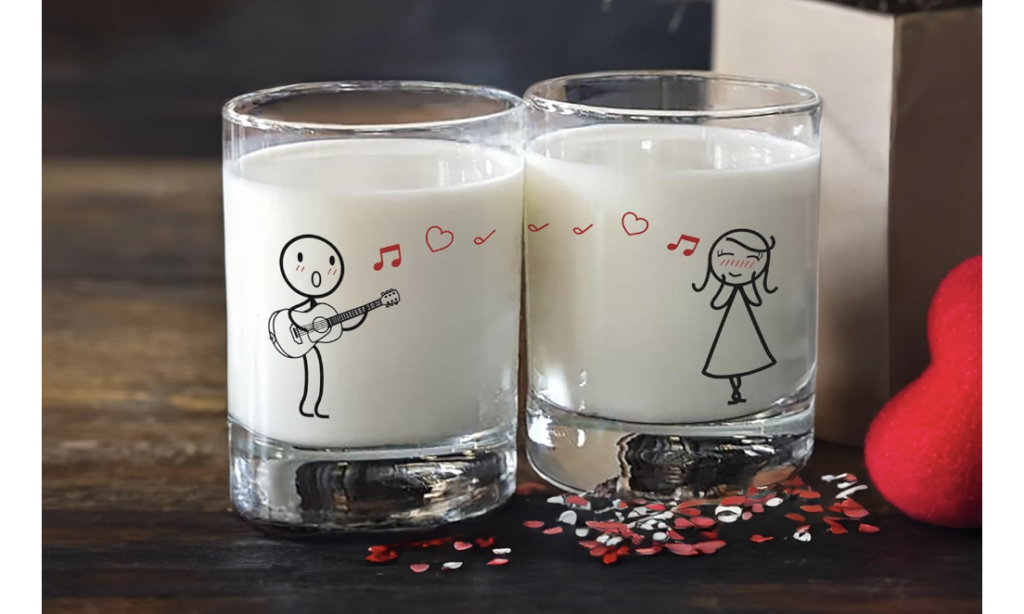 BoldLoft Love Me Tender Couple Drinking Glasses, long distance valentines gifts